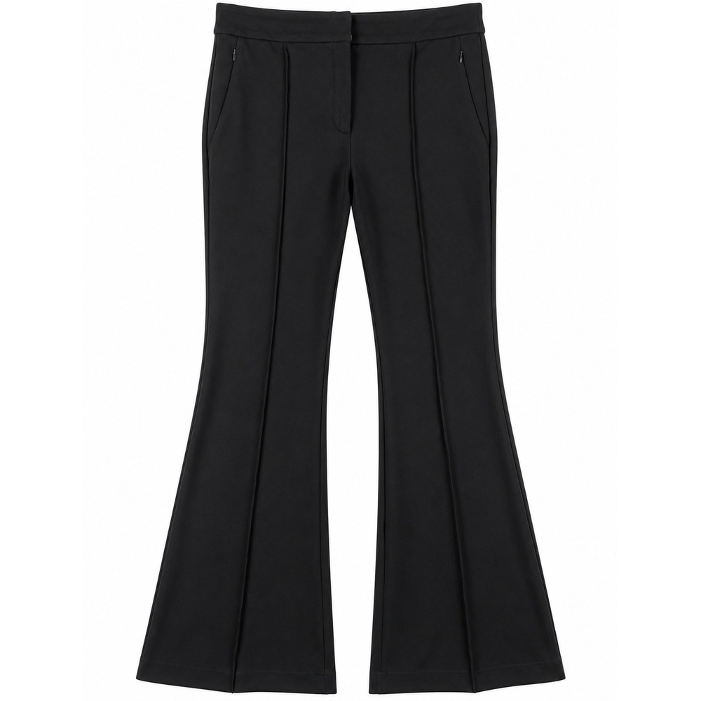 Loft Versa Black Flare Leg Trousers Tall Size 14T Side Zip Crease Front Pants
